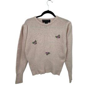 Samantha Hall Silk Angora Blend Sweater Vintage Pink Regular Size Medium